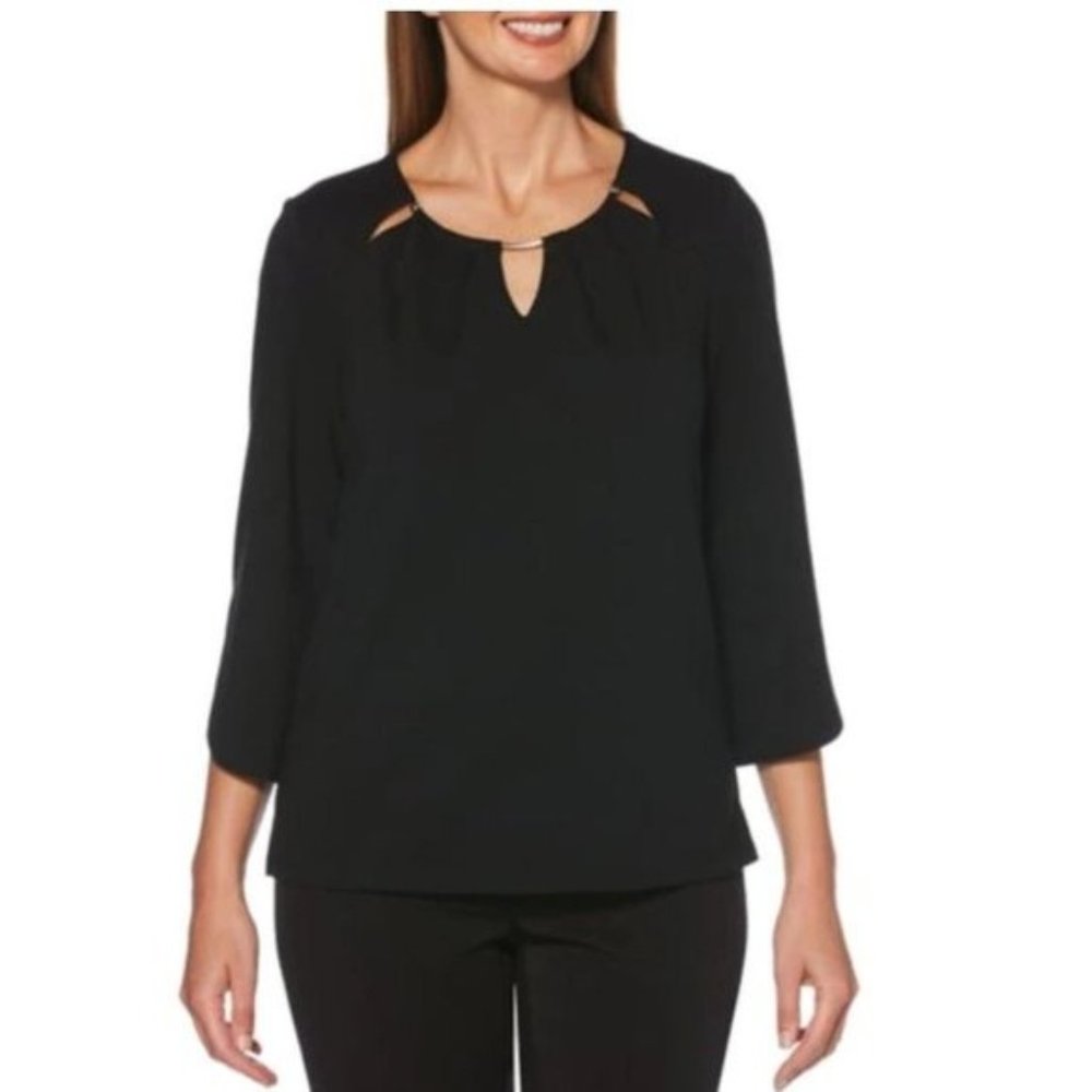 Rafaella Tulip Sleeve Pleated Top